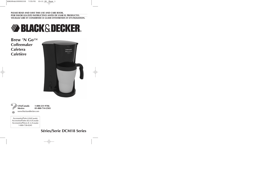 BLACK+DECKER Brew 'n Go Personal Coffeemaker with Travel Mug, Black/White,  DCM18 