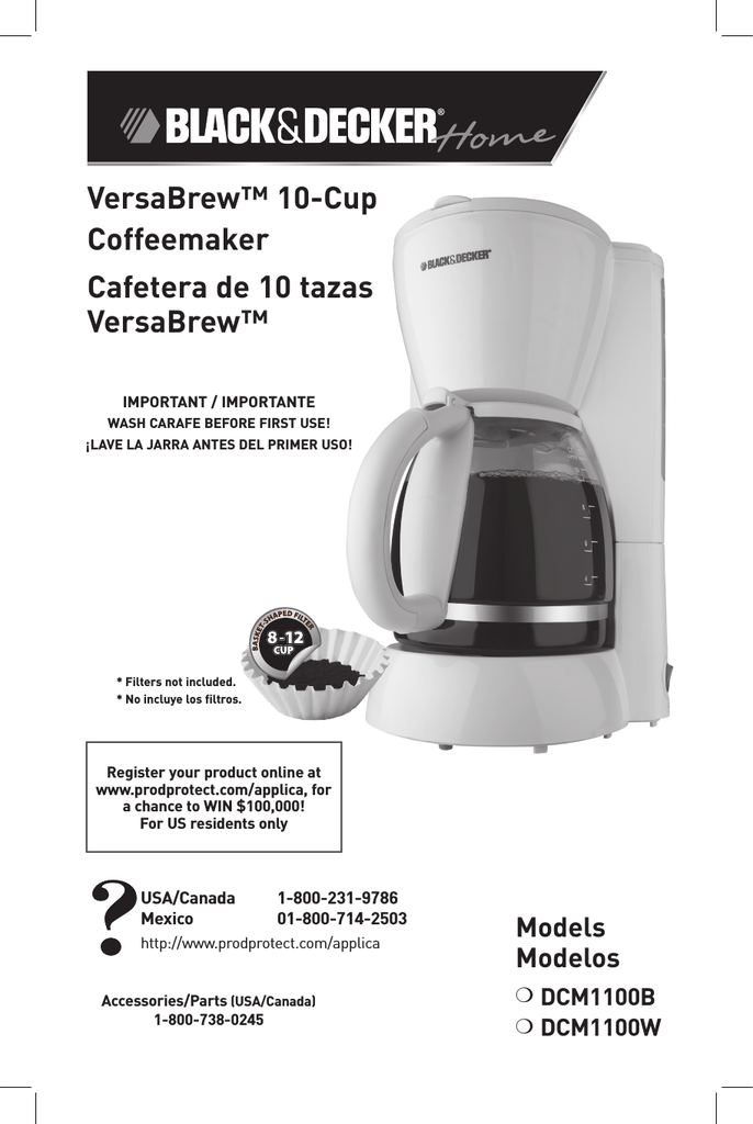 Black and Decker Appliances DCM1100W, DCM1100B Manual de usuario | Manualzz