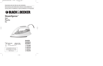 Black Decker AS200 AS225 SteamXpress AS225 AS210 AS250 User