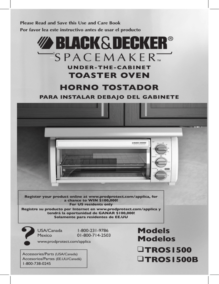 Black decker spacemaker under counter toaster oven black silver tros1000d Black And Decker Appliances Tros1500b Tros1500 User Guide Manualzz