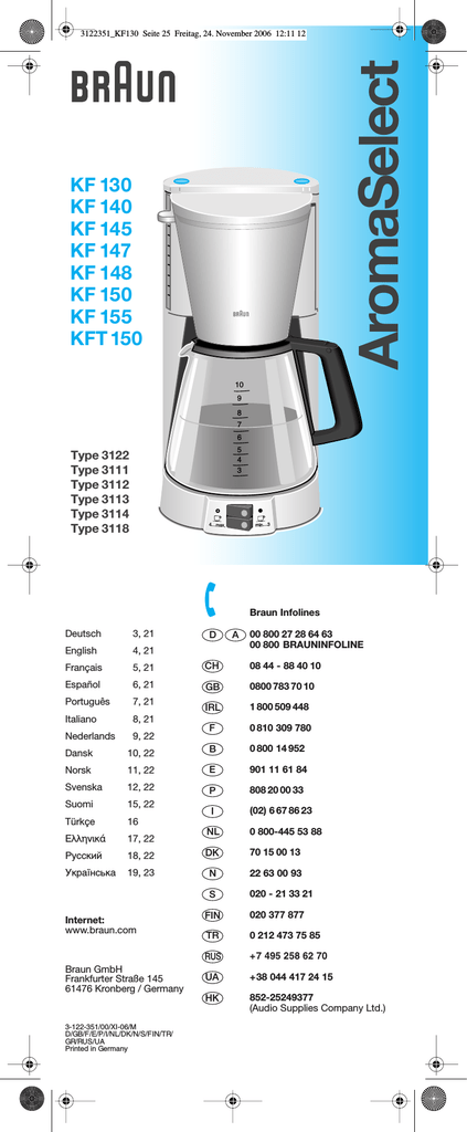 Braun Kf 130 User Manual Manualzz