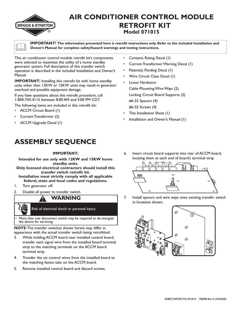 Briggs Amp Stratton 71015 User S Manual Manualzz