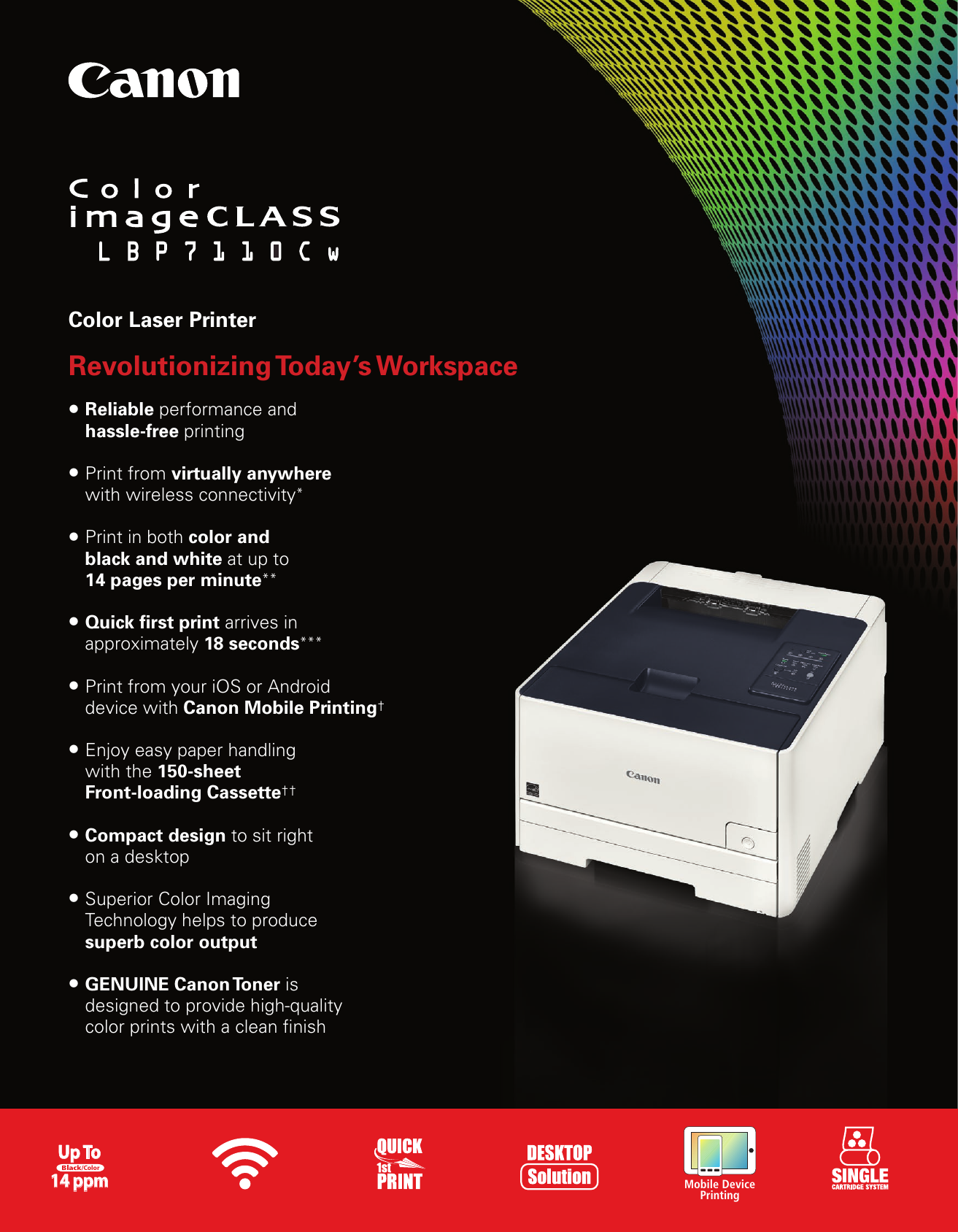 Canon LBP7110Cw Specification Sheet 