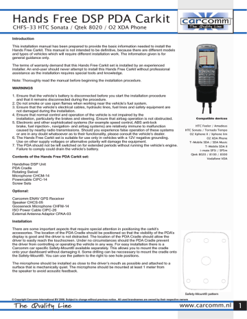 Carcomm CHFS-33 Installation manual | Manualzz