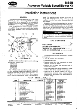 Carrier 58SSB 900131, 900141 Variable Speed Blower Kit Installation Instructions