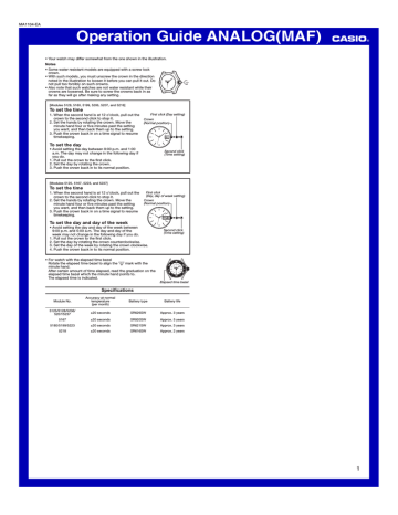 Casio Analog(MAF) MA1104-EA User's Manual | Manualzz