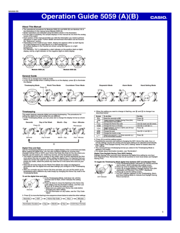 Casio Watch 5059B User's Manual | Manualzz