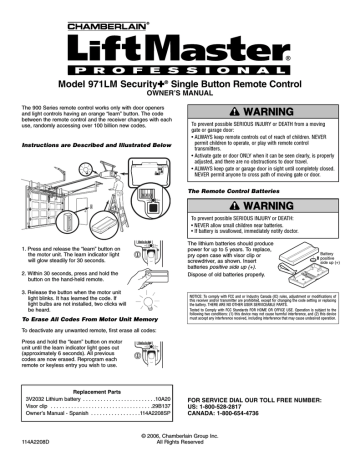 Chamberlain 971LM Owner's Manual | Manualzz
