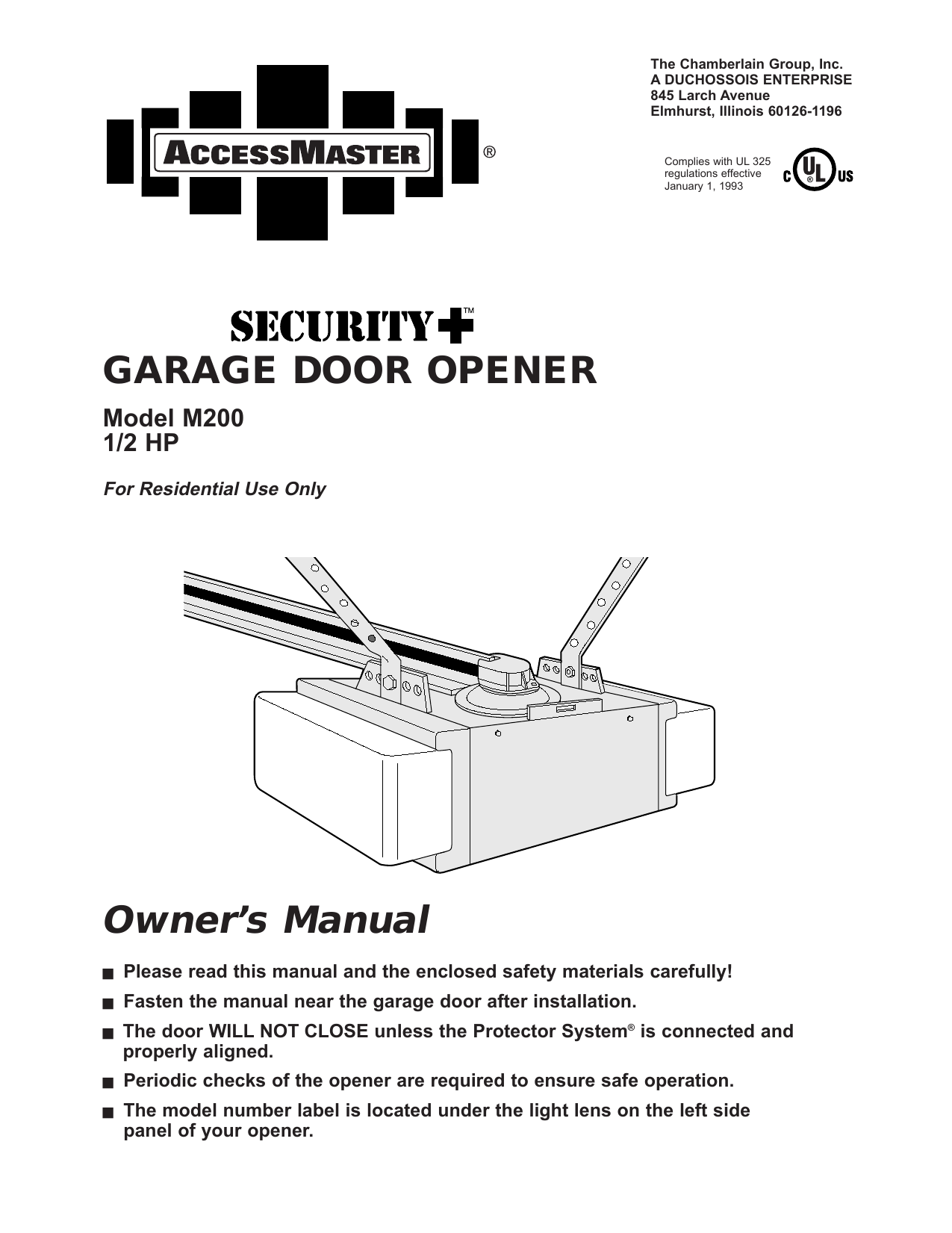 Chamberlain M200 User S Manual Manualzz Com