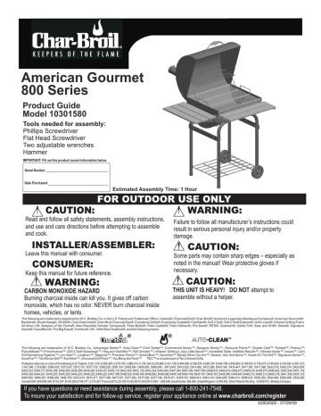 Char Broil AMERICAN GOURMET 10301580 User s Manual Manualzz