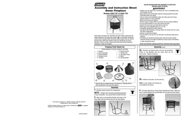 Coleman 5055-707 Assembly And Instruction Sheet | Manualzz