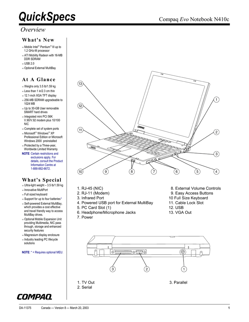 driver compaq evo n800c download