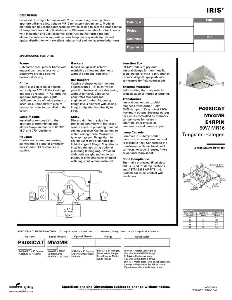 Cooper Lighting Iris E4rpin User S Manual Manualzz Cooper Lighting Iris E4rpin User S Manual Manualzz