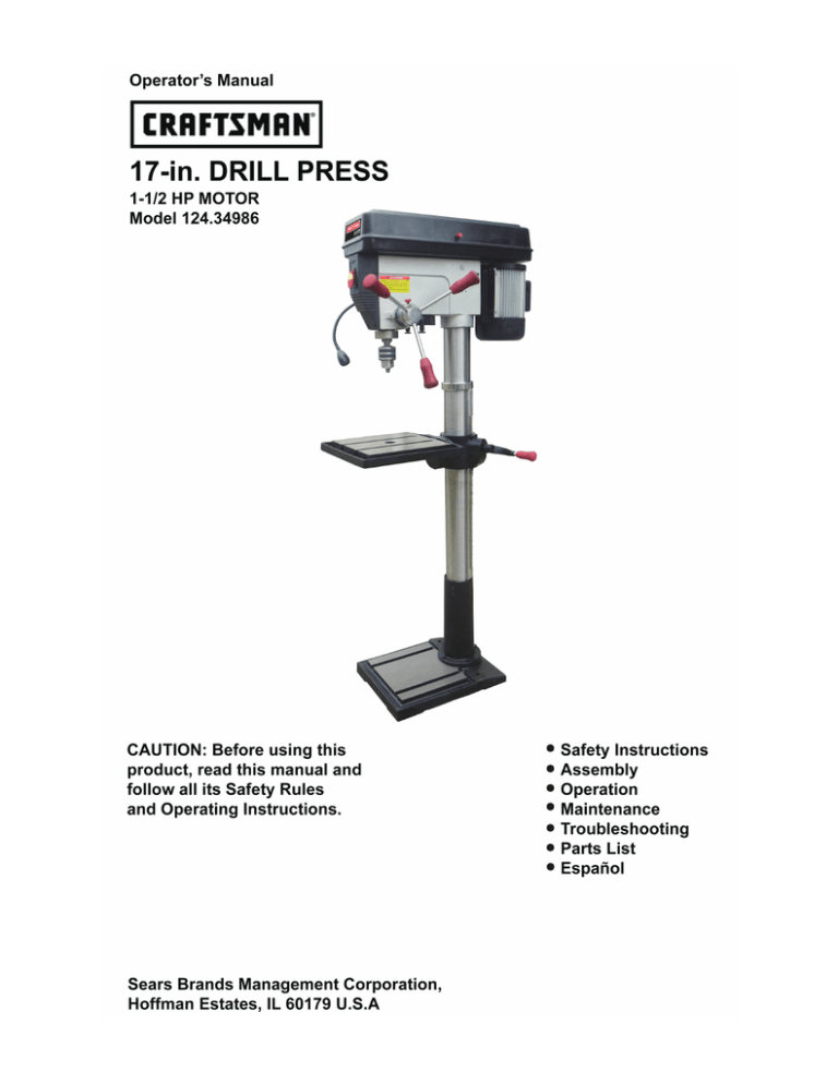 Craftsman 17" Drill Press 627