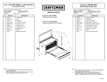 Craftsman 5-Drawer Service Parts | Manualzz
