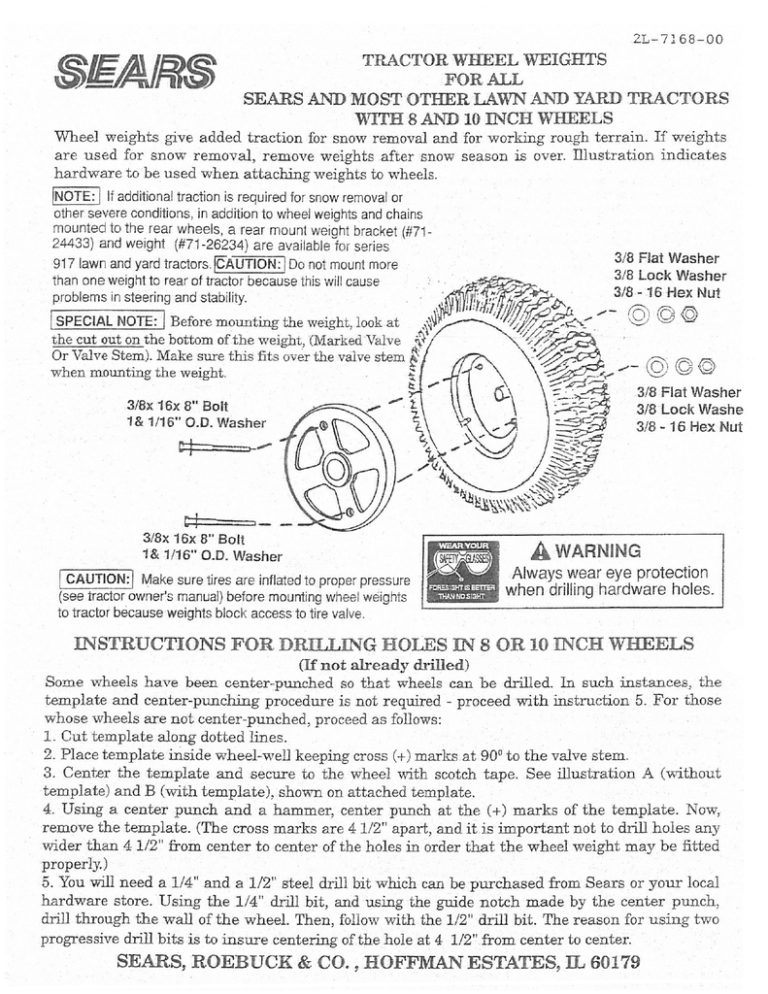 Craftsman 30 lb. Wheel Weights, 24434 Owner's manual Manualzz