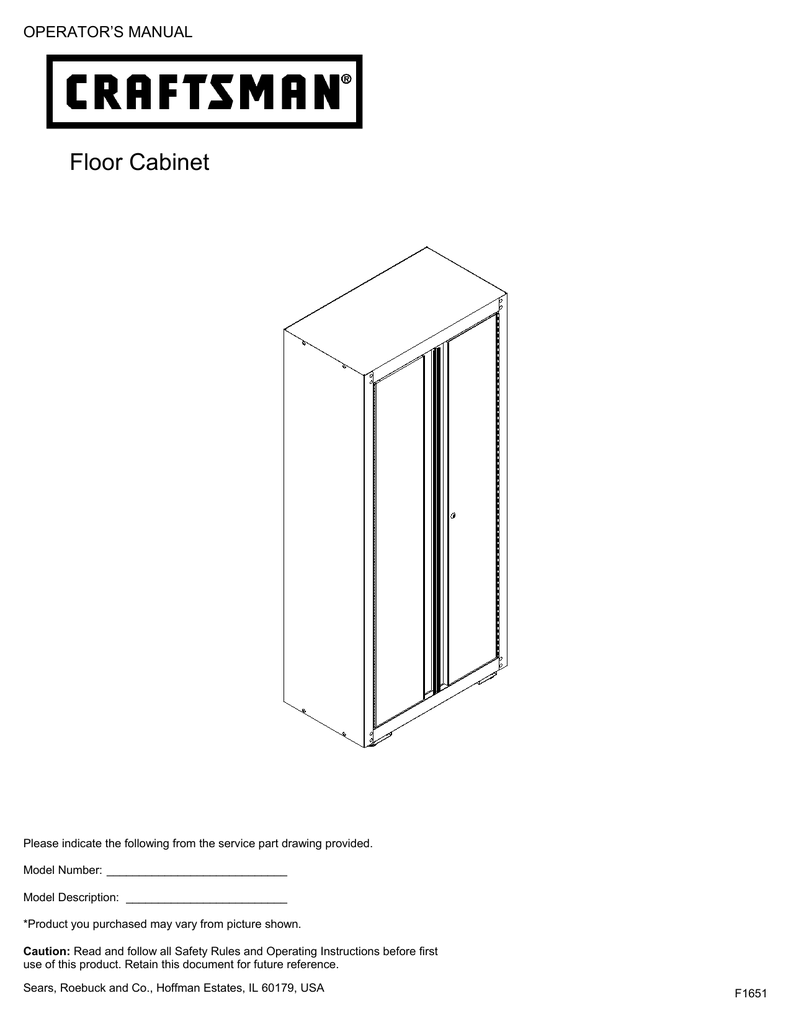 Craftsman 32 Wide Floor Cabinet Red Black Instruction Manual Manualzz Craftsman 32 Wide Floor Cabinet Red, Craftsman Floor Cabinet Assembly Instructions
