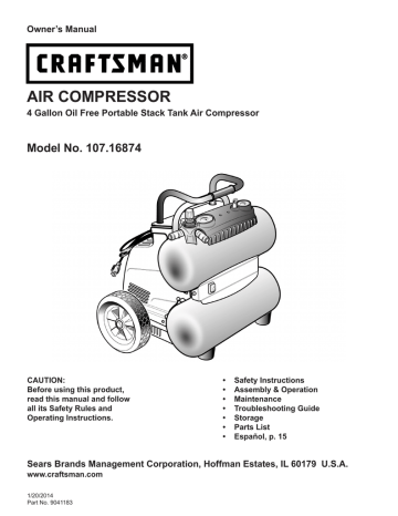 SAFETY SYMBOLS. Craftsman 4 Gallon Twin Tank Compressor | Manualzz