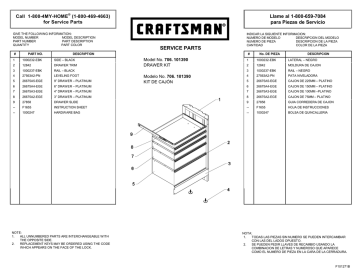 Craftsman 5-Drawer Instruction Manual | Manualzz
