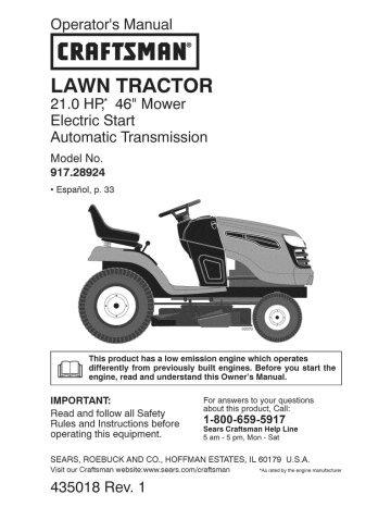 Craftsman 917.289244 Operator's Manual | Manualzz