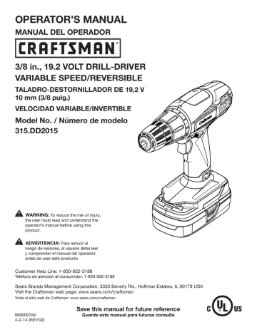 Craftsman , DD2015K, C3 Manual de usuario | Manualzz