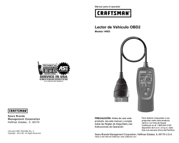 Craftsman CanOBD2 Owner's Manual (Espanol) | Manualzz