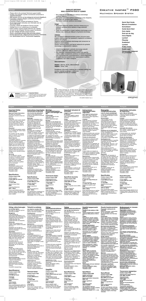 inspire p380 creative speakers