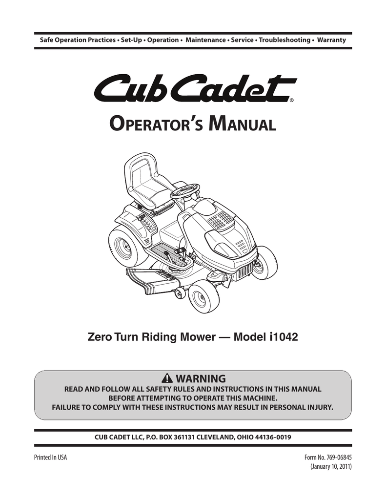 Cub Cadet I1042 User S Manual Manualzz