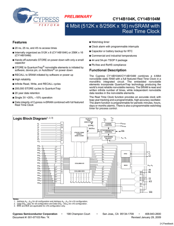Cypress CY14B104K User's Manual | Manualzz