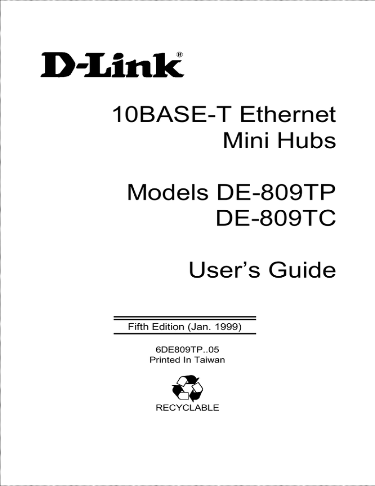 D Link De 809tc User Manual Manualzz