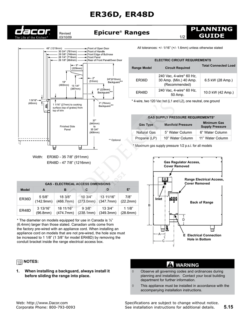 Dacor Range ER48D User manual Manualzz