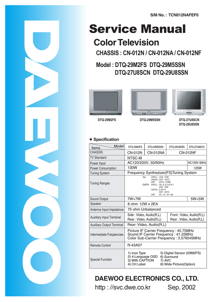 Daewoo Electronics DTQ-29M5SSN User's Manual | Manualzz