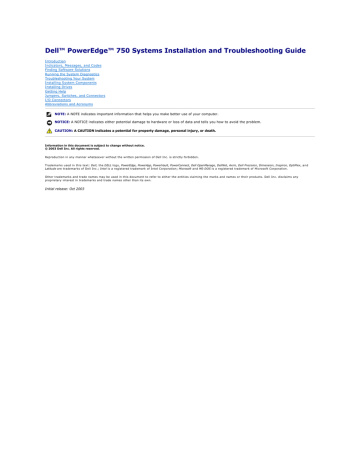 Dell Poweredge 750 Installation And Troubleshooting Guide Manualzz
