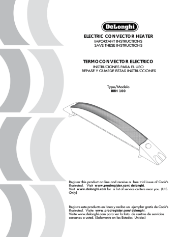 De Longhi BBH 100 User manual Manualzz