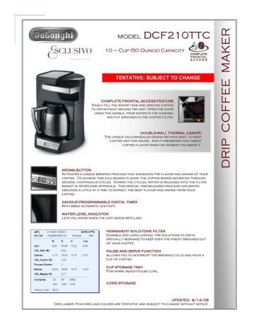 De Longhi SCLUSIVO DCF210TTC User s Manual Manualzz