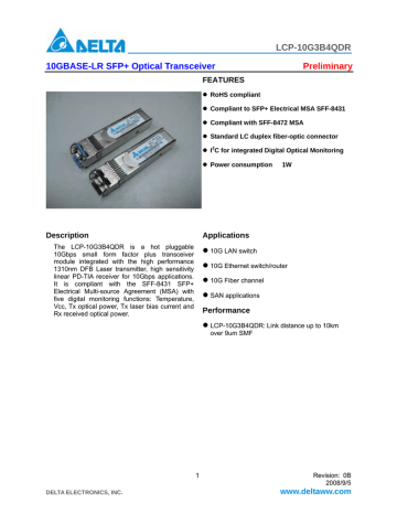 Delta Electronics 10GBASE-LR User's Manual | Manualzz