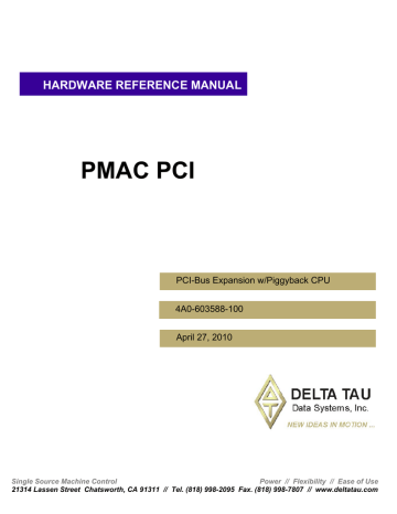 Delta Tau PMAC PCI Reference Manual | Manualzz