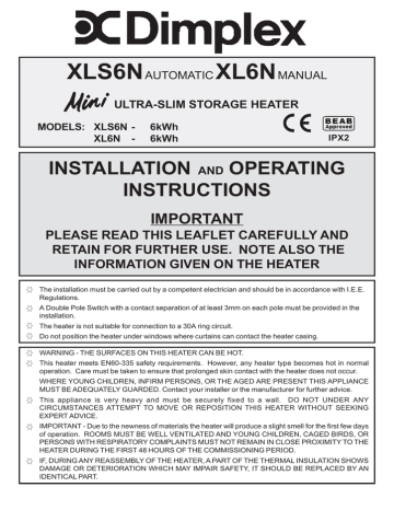 Dimplex XL6N User's Manual | Manualzz