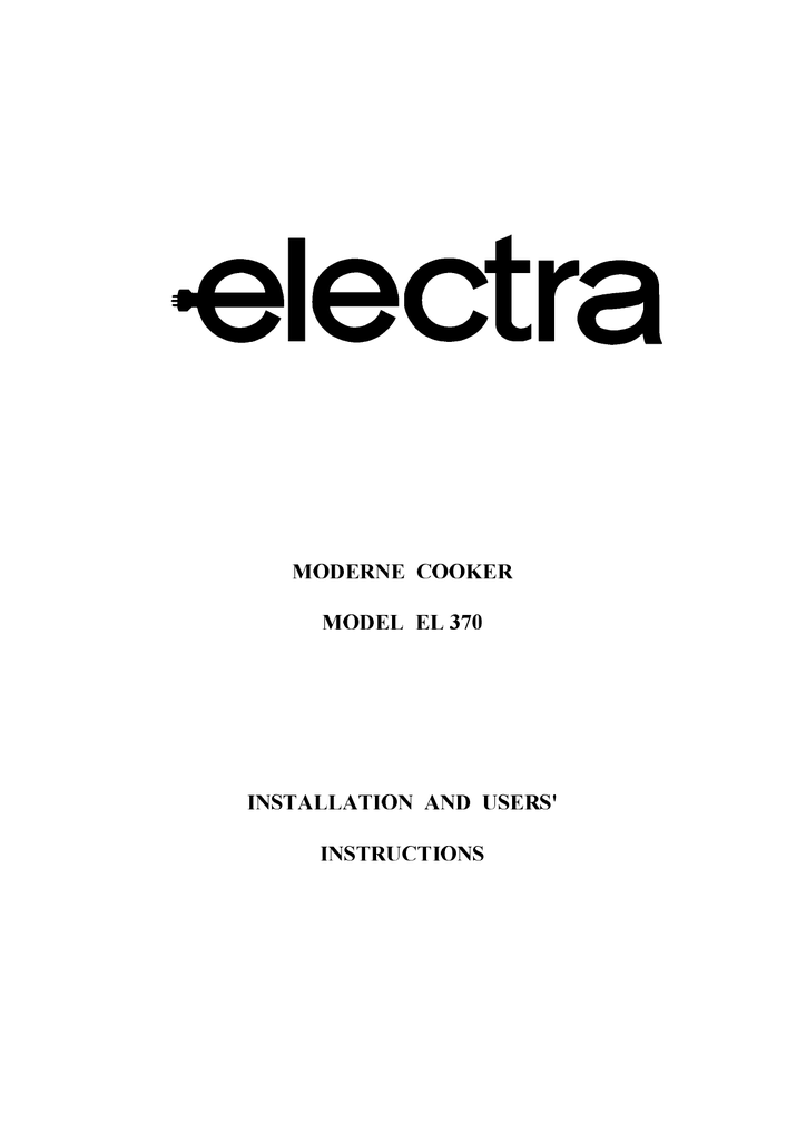 electra cooker manual