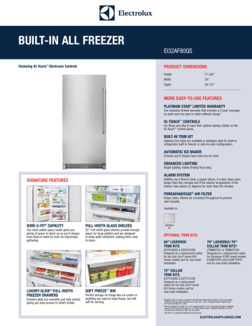 Electrolux Ei32af80qs Product Specifications Sheet 