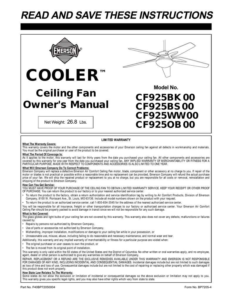 Emerson Cf925bk00 Owner S Manual Manualzz Com