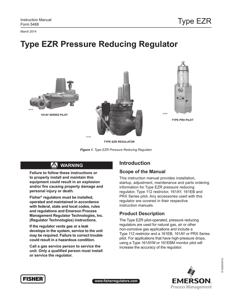 Emerson EZR Series Pressure Reducing Regulator User manual | Manualzz