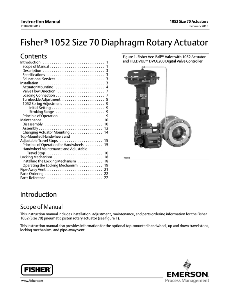 Emerson Fisher 1051 and 1052 Installation Instructions | Manualzz