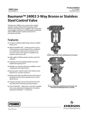 Emerson Fisher Baumann 24003 Data Sheet | Manualzz