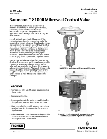 Emerson Fisher Baumann 81000 Data Sheet | Manualzz