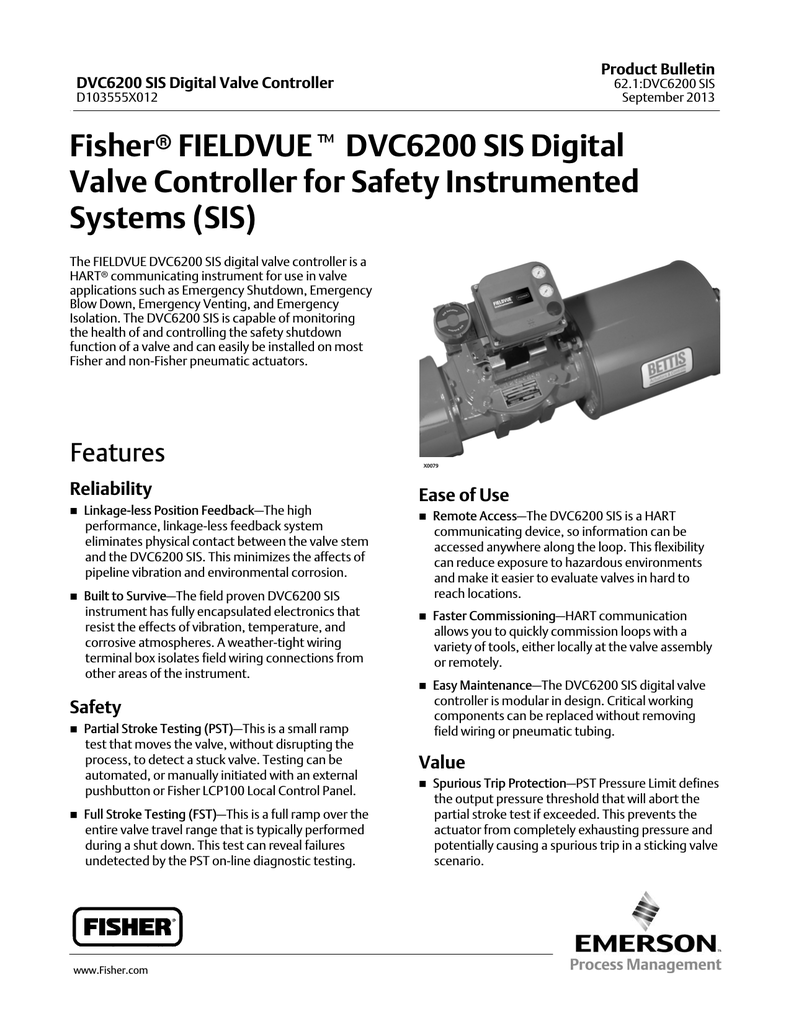 Emerson FIELDVUEDVC6200 Datasheet Manualzz