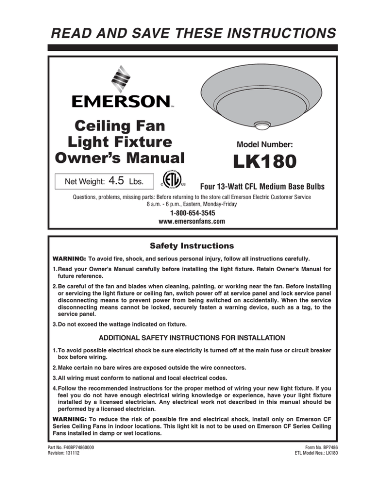 Emerson Lk180 Owner S Manual Manualzz - Emerson Lk180 Single Bowl Ceiling Fan Light Kit Emerson Lk180 Owner S Manual Manualzz - Emerson Lk180 Single Bowl Ceiling Fan Light Kit