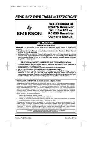 Emerson SW375 Owner's Manual | Manualzz