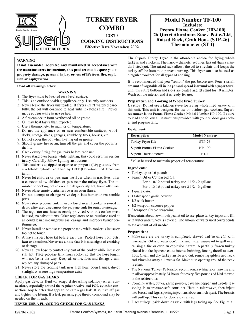 Empire Comfort Systems Tf 100 User S Manual Manualzz Com
