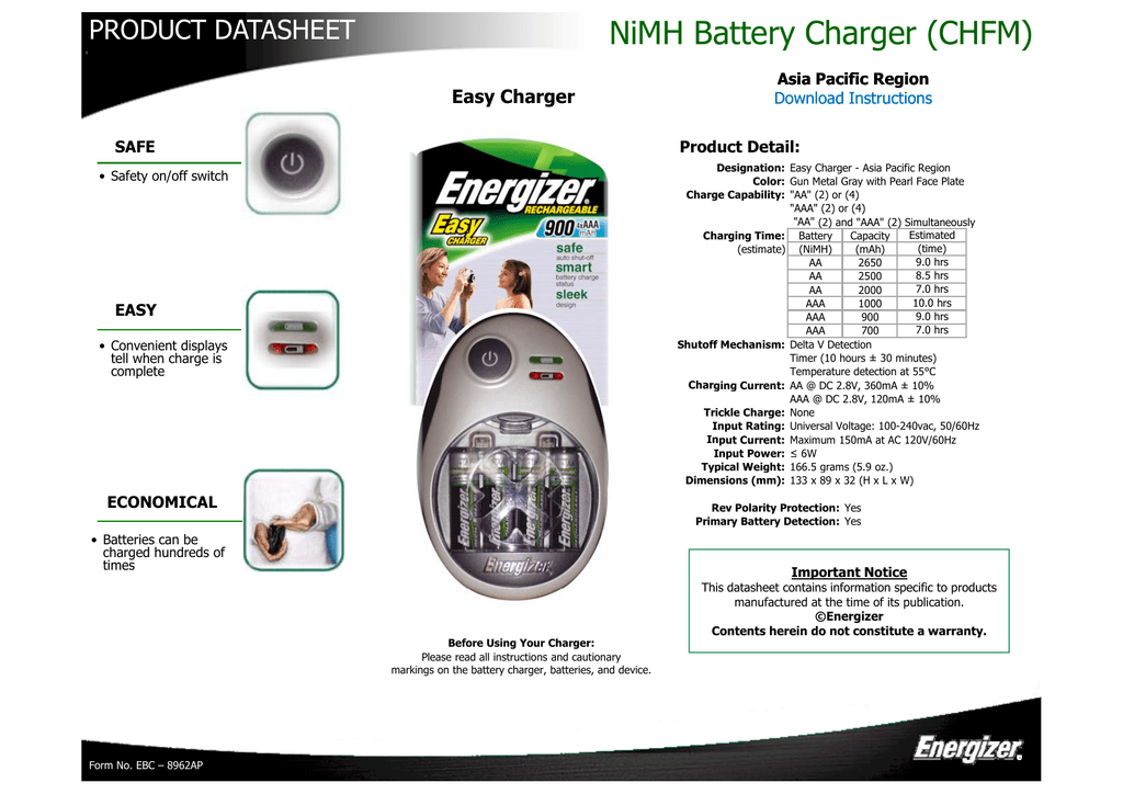 Energizer CHFM User manual | Manualzz